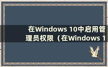 在Windows 10中启用管理员权限（在Windows 10中启用管理员权限）